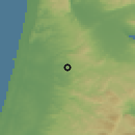 Shaded relief of the 56 km around Qaffīn, drawn from the GMTED2010 grid