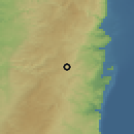 Shaded relief of the 56 km around Abū Dīs, drawn from the GMTED2010 grid
