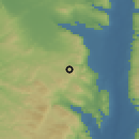 Shaded relief of the 56 km around Rābā, drawn from the GMTED2010 grid