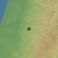Shaded relief of the 56 km around Rāfāt, drawn from the GMTED2010 grid