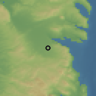 Shaded relief of the 56 km around al-Jalamah, drawn from the GMTED2010 grid