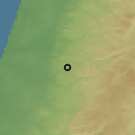 Shaded relief of the 56 km around Rantīs, drawn from the GMTED2010 grid
