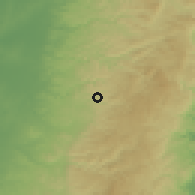 Shaded relief of the 56 km around Ras Karkar, drawn from the GMTED2010 grid