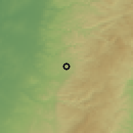 Shaded relief of the 56 km around Şaffā, drawn from the GMTED2010 grid