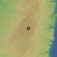 Shaded relief of the 56 km around Sa'īr, drawn from the GMTED2010 grid