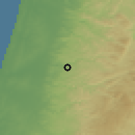 Shaded relief of the 56 km around Sannīriyā, drawn from the GMTED2010 grid