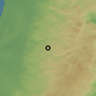 Shaded relief of the 56 km around Sarţah, drawn from the GMTED2010 grid