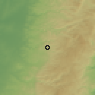 Shaded relief of the 56 km around Al Janiya, drawn from the GMTED2010 grid
