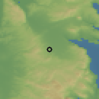Shaded relief of the 56 km around Sīlat al-H̨āriṯiyah, drawn from the GMTED2010 grid