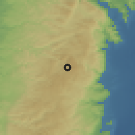Shaded relief of the 56 km around Silwād, drawn from the GMTED2010 grid