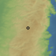 Shaded relief of the 56 km around Surda, drawn from the GMTED2010 grid