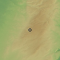 Shaded relief of the 56 km around Taffūh̨, drawn from the GMTED2010 grid