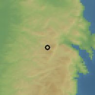 Shaded relief of the 56 km around Tall, drawn from the GMTED2010 grid