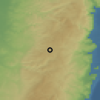 Shaded relief of the 56 km around al-Jīb, drawn from the GMTED2010 grid