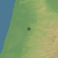 Shaded relief of the 56 km around Ţūlkarm, drawn from the GMTED2010 grid