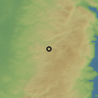 Shaded relief of the 56 km around Umm Safa, drawn from the GMTED2010 grid