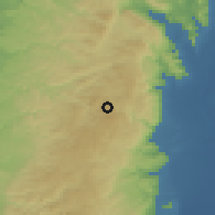 Shaded relief of the 56 km around al-Mazra'ah aš-Šarqiyah, drawn from the GMTED2010 grid