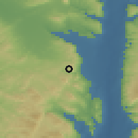 Shaded relief of the 56 km around Al Mutilla, drawn from the GMTED2010 grid