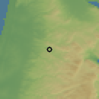 Shaded relief of the 56 km around 'Anabtā, drawn from the GMTED2010 grid