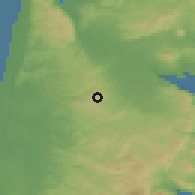 Shaded relief of the 56 km around 'Ānīn, drawn from the GMTED2010 grid