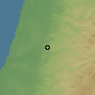 Shaded relief of the 56 km around An Nabi Elyas, drawn from the GMTED2010 grid