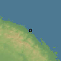 Shaded relief of the 60 km around Achutupo, drawn from the GMTED2010 grid