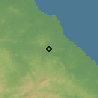Shaded relief of the 60 km around Agua Buena, drawn from the GMTED2010 grid