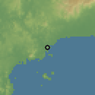 Shaded relief of the 60 km around Ancón, drawn from the GMTED2010 grid