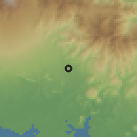 Shaded relief of the 60 km around Gualaca, drawn from the GMTED2010 grid