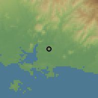 Shaded relief of the 60 km around Horconcitos, drawn from the GMTED2010 grid