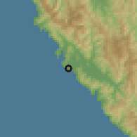 Shaded relief of the 60 km around Jaqué, drawn from the GMTED2010 grid