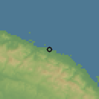 Shaded relief of the 60 km around Kanir-Dup, drawn from the GMTED2010 grid