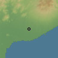 Shaded relief of the 60 km around Antón, drawn from the GMTED2010 grid