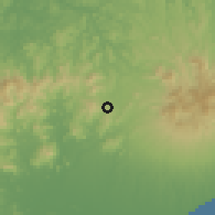 Shaded relief of the 60 km around La Candelaria, drawn from the GMTED2010 grid