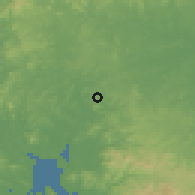 Shaded relief of the 60 km around La Colorada, drawn from the GMTED2010 grid
