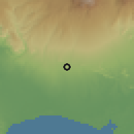 Shaded relief of the 60 km around La Concepción, drawn from the GMTED2010 grid