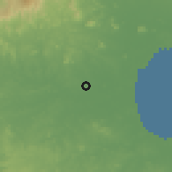 Shaded relief of the 60 km around La Loma, drawn from the GMTED2010 grid