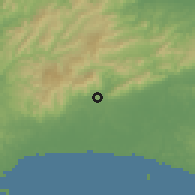 Shaded relief of the 60 km around La Mesa, drawn from the GMTED2010 grid