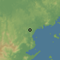 Shaded relief of the 60 km around La Mitra, drawn from the GMTED2010 grid