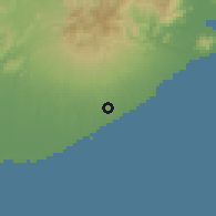 Shaded relief of the 60 km around Las Guías Oriente, drawn from the GMTED2010 grid