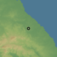 Shaded relief of the 60 km around La Tiza, drawn from the GMTED2010 grid
