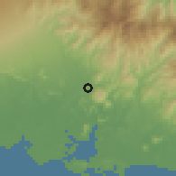 Shaded relief of the 60 km around La Victoria, drawn from the GMTED2010 grid
