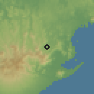 Shaded relief of the 60 km around Lídice, drawn from the GMTED2010 grid