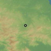 Shaded relief of the 60 km around Llano de Piedra, drawn from the GMTED2010 grid