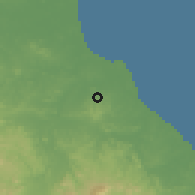 Shaded relief of the 60 km around Llano Largo, drawn from the GMTED2010 grid