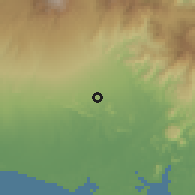 Shaded relief of the 60 km around Los Anastacios, drawn from the GMTED2010 grid