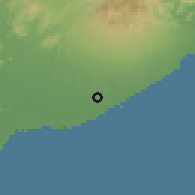 Shaded relief of the 60 km around Los Pollos, drawn from the GMTED2010 grid