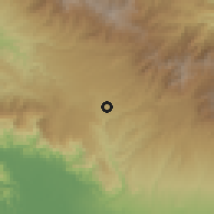 Shaded relief of the 60 km around Monte Lirio, drawn from the GMTED2010 grid