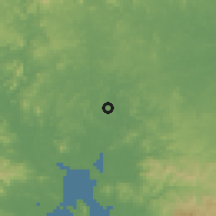 Shaded relief of the 60 km around Montijo, drawn from the GMTED2010 grid
