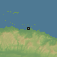 Shaded relief of the 60 km around Narganá, drawn from the GMTED2010 grid